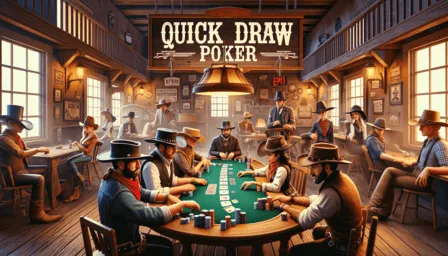 Players playing Quick Draw Poker in a Western saloon
