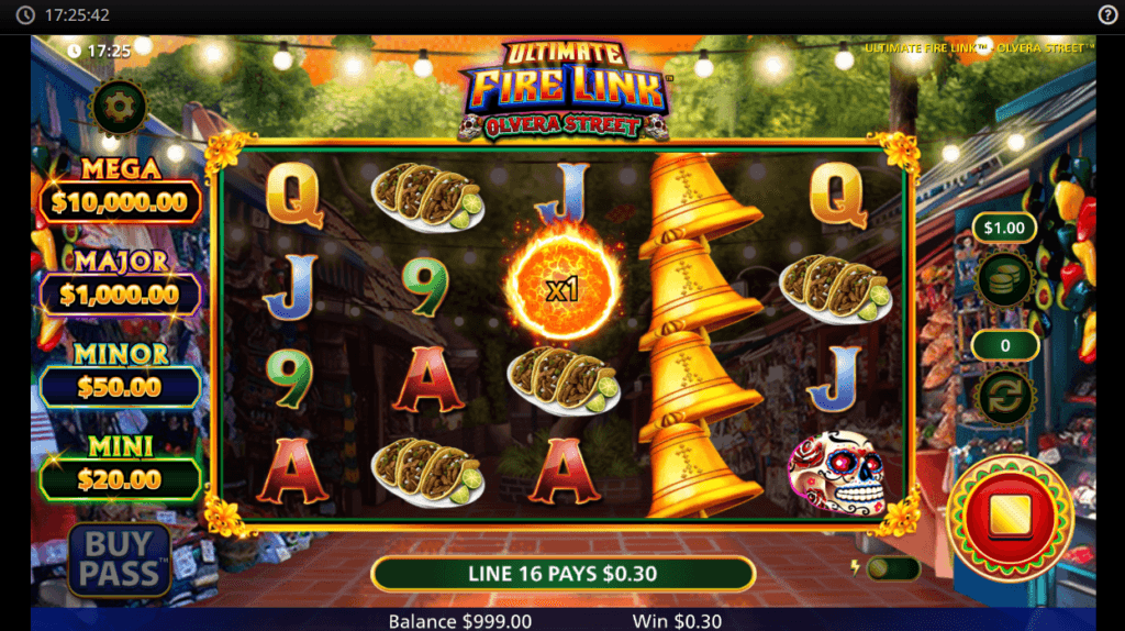 Ultimate Fire Link - Game screenshot with taco symbols.