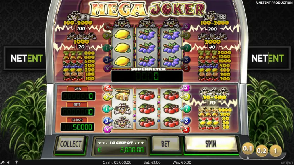Mega Joker slot screenshot of normal gameplay