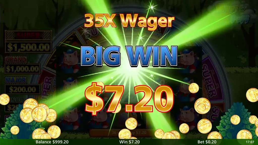 Huff N Puff - Banner with big win announcement.