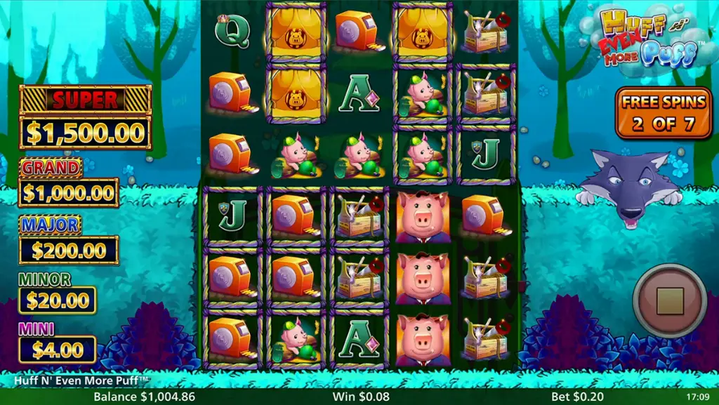 Huff N' Even More Puff - Game screenshot with reels.