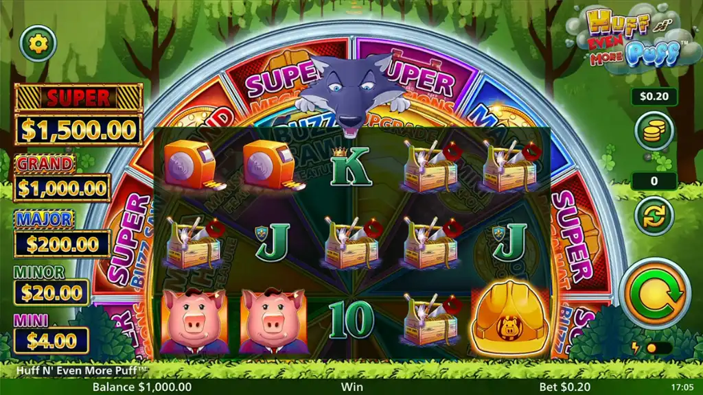 Huff N' Even More Puff - Game screenshot with pig symbols.